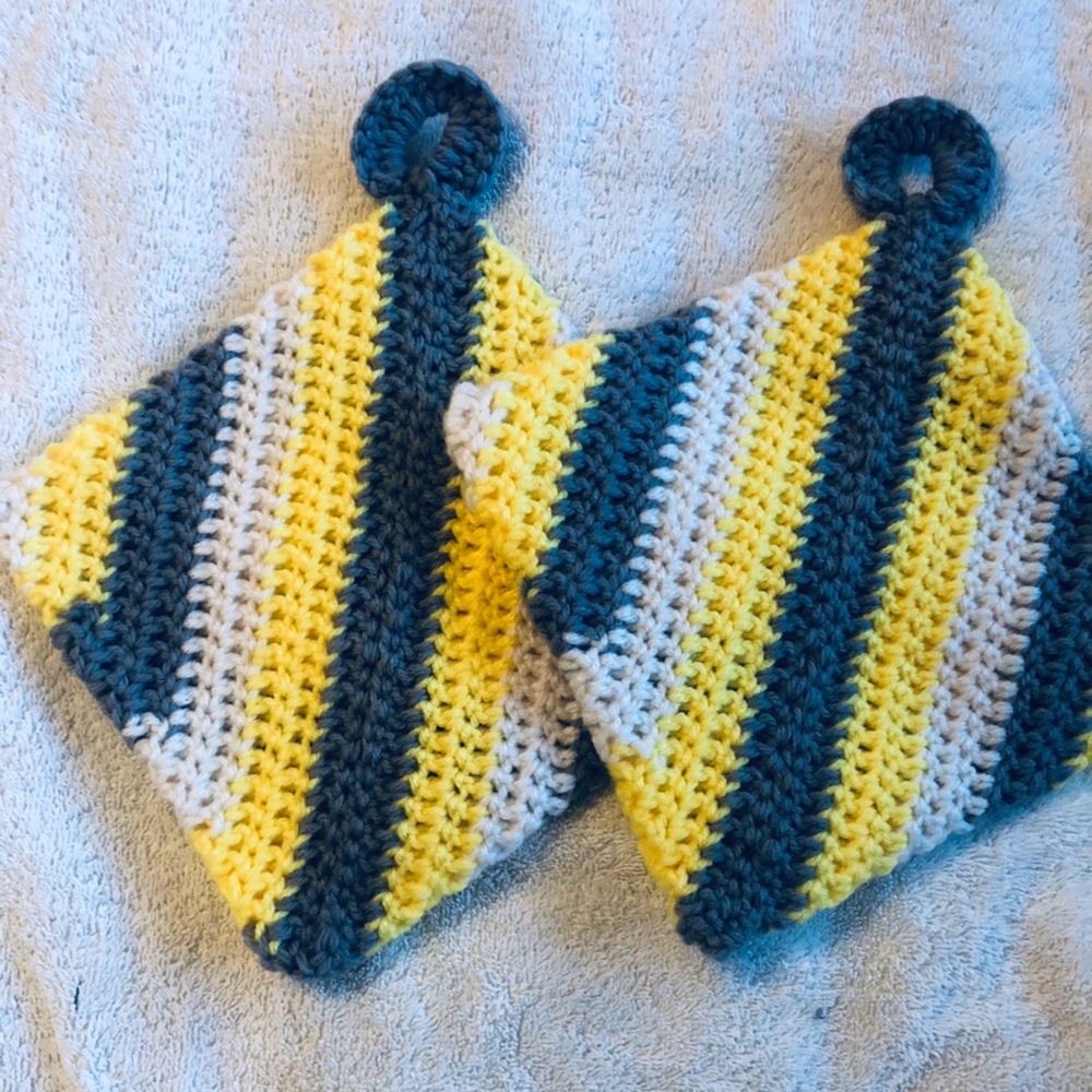 Hand Made Crocheted Pot Holder Set